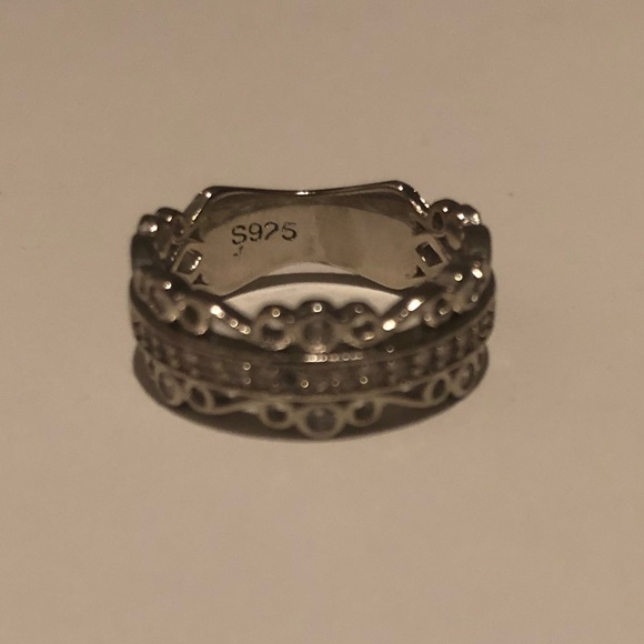 925 Silver Round Cut White Sapphire Ring Size 6 - Picture 6 of 8